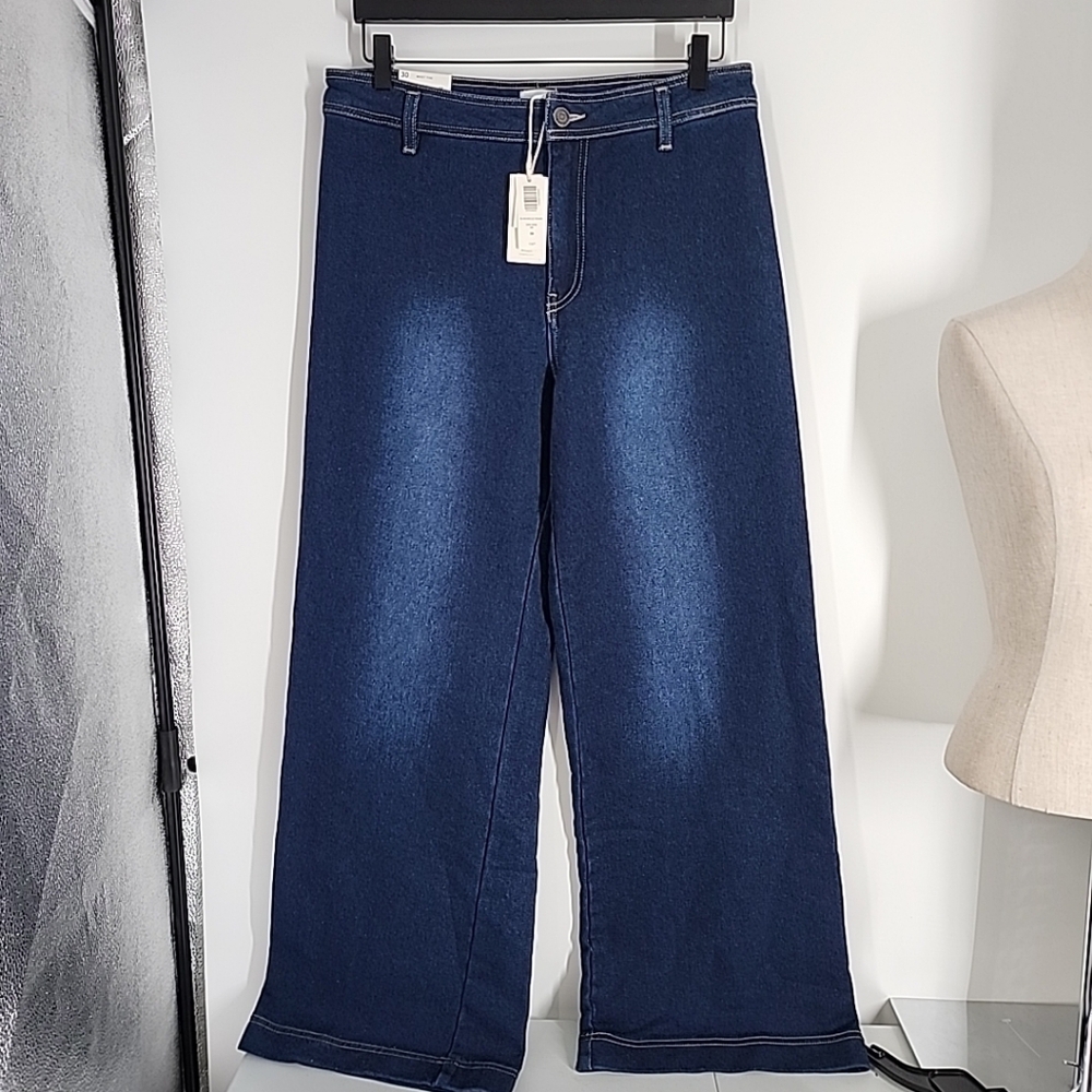 NEW Z Supply Jeans Womens Size 30 Rilynn Wide Leg Trouser Denim Blue Dark Rinse